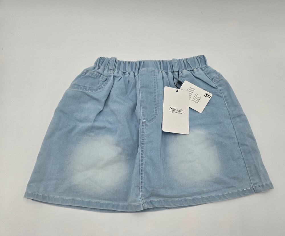 Grandwish Girls Denim Skort Size 8 Light Wash Blue Elastic Waist New With Tags
